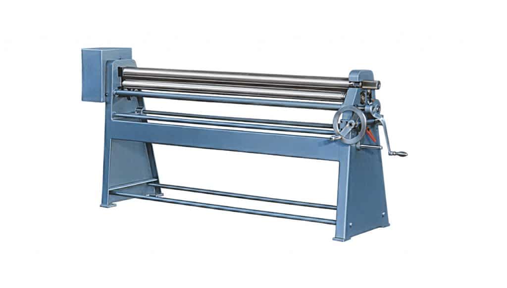 Roll bending machine with back gear and manual drive